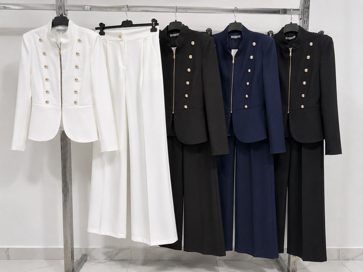 Belle - Completo con pantaloni a palazzo strutturati