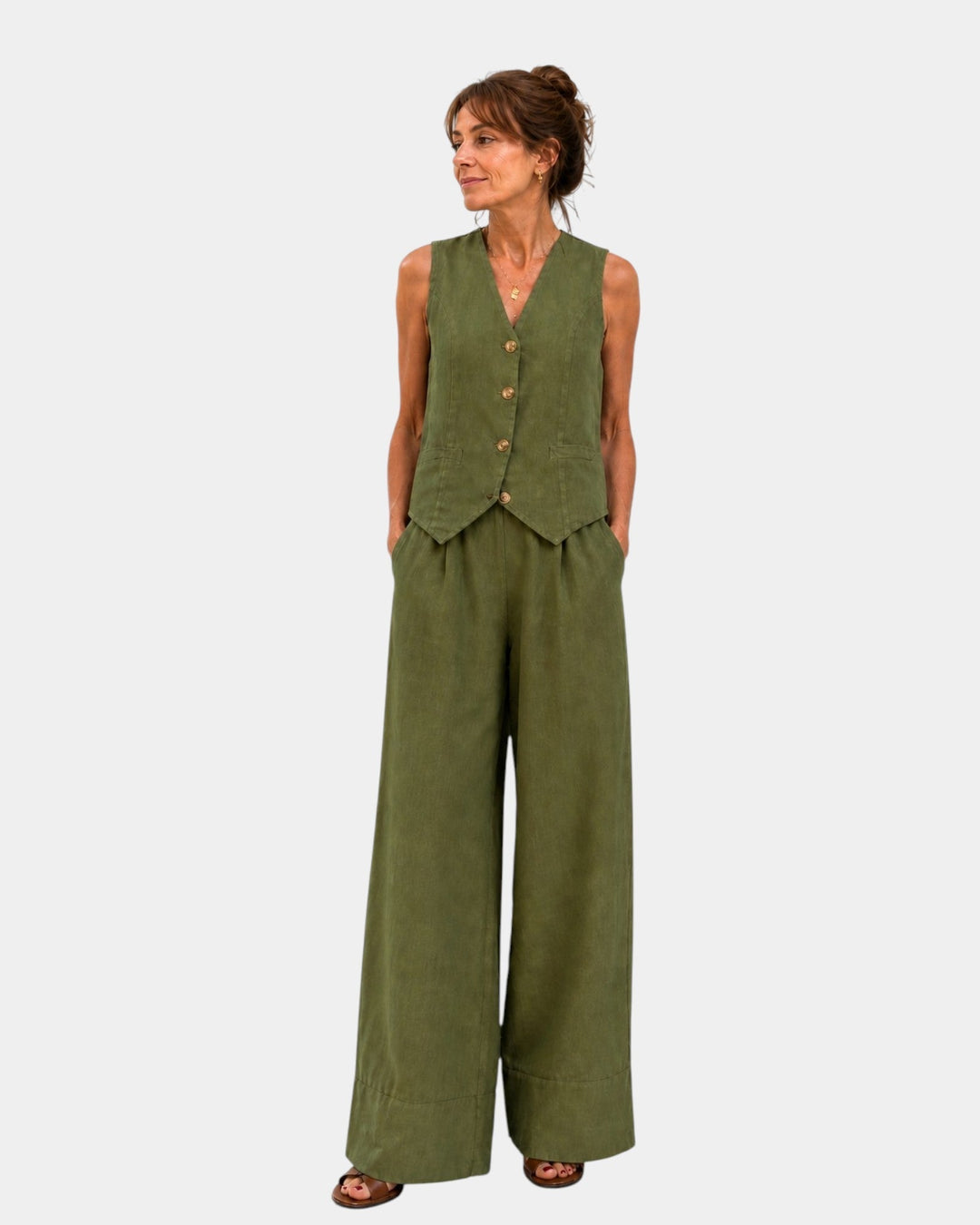 Nicolette - Coordinato con gilet sartoriale e pantaloni a gamba larga