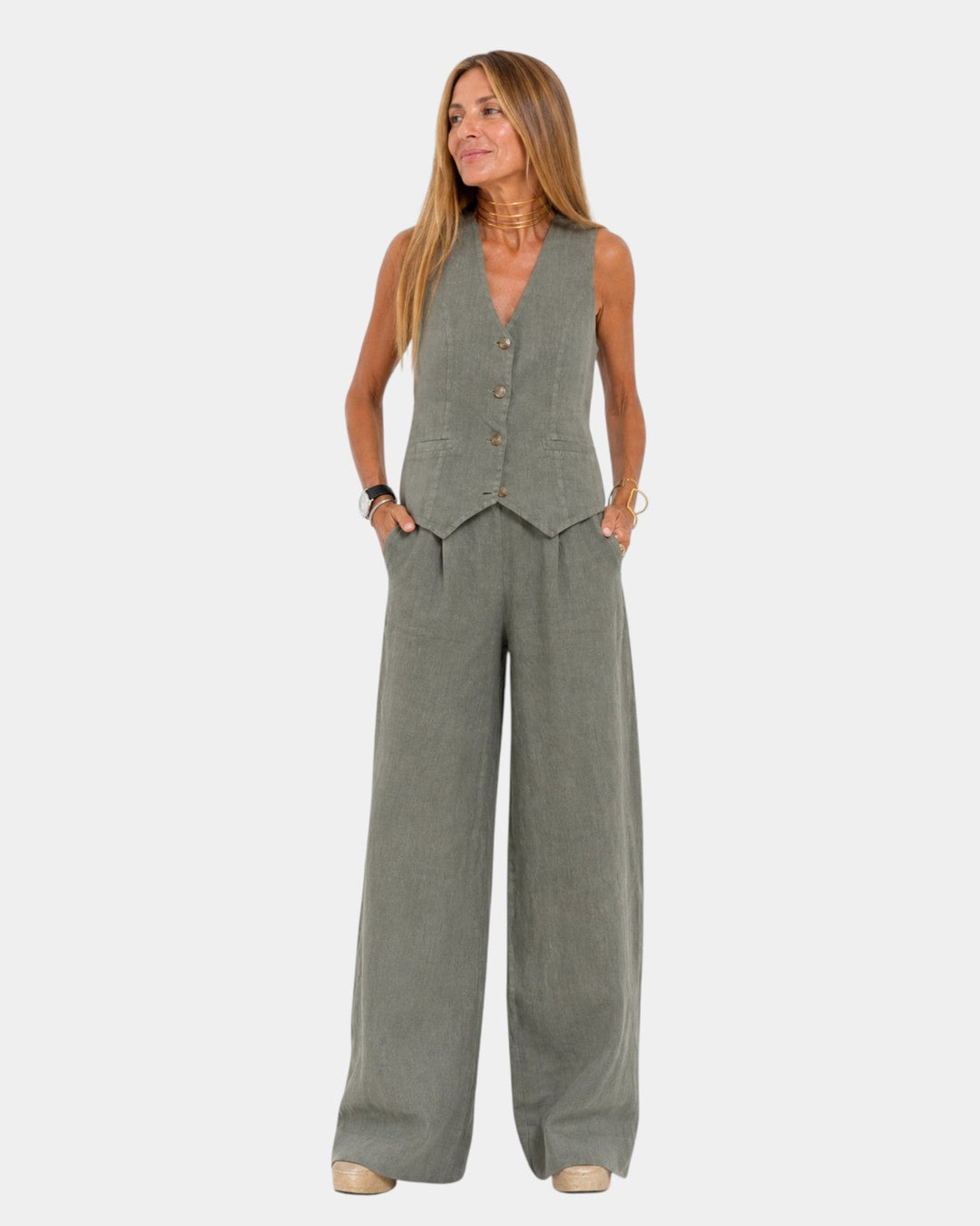 Nicolette - Coordinato con gilet sartoriale e pantaloni a gamba larga