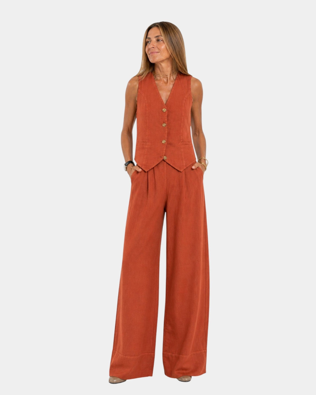 Nicolette - Coordinato con gilet sartoriale e pantaloni a gamba larga