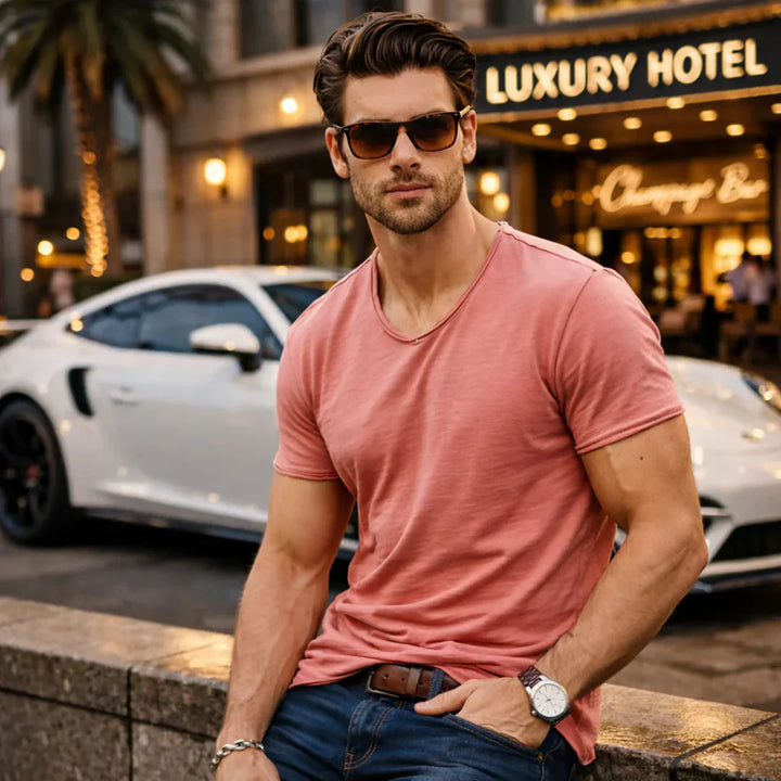 Jackson - T-shirt con scollo a V in jersey morbido