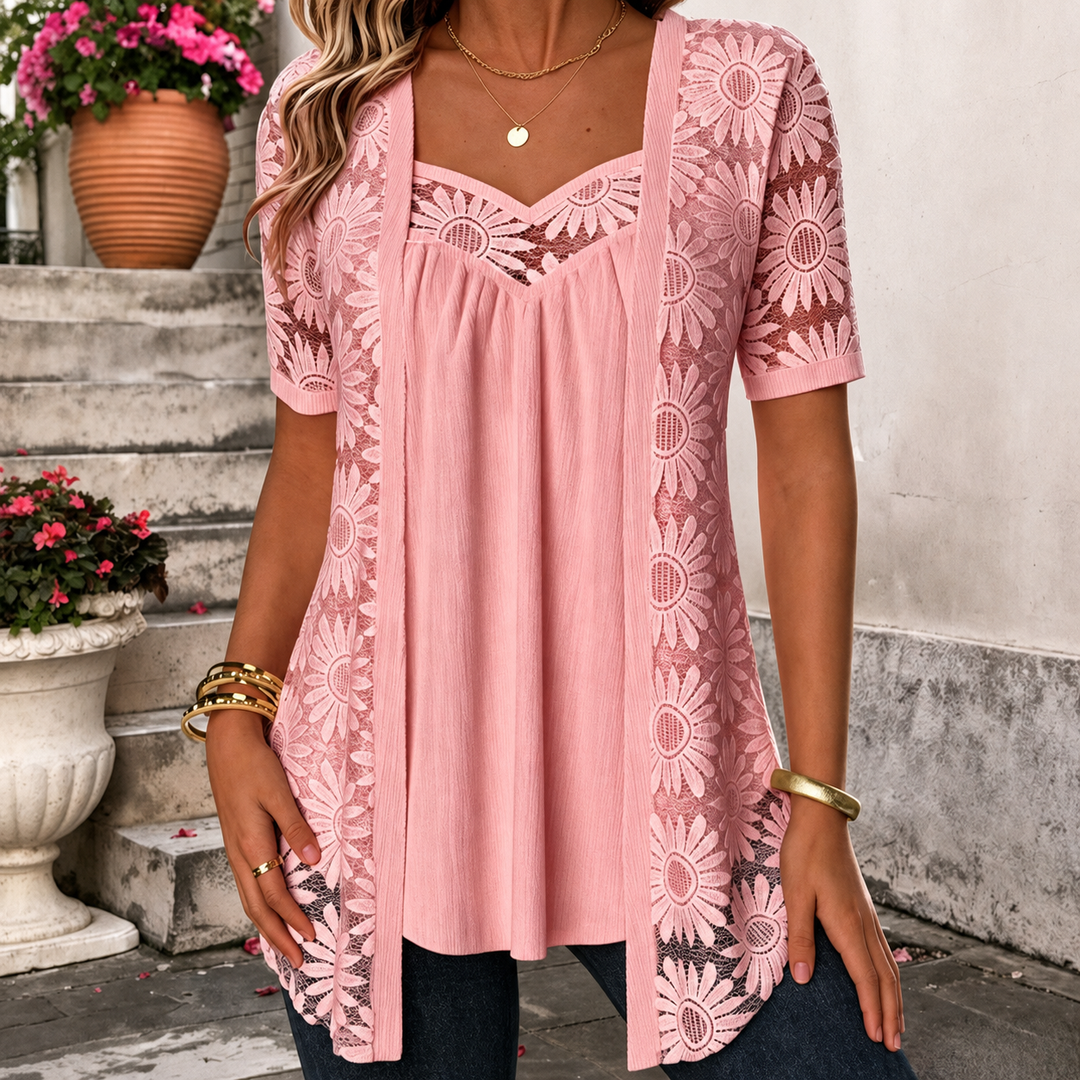 Lucette - Blusa elegante con dettagli in pizzo