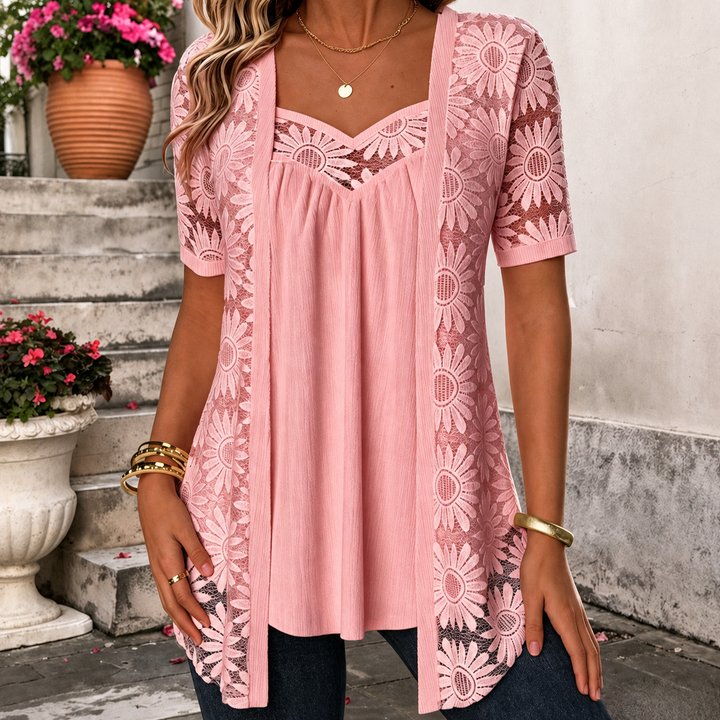 Lucette - Blusa elegante con dettagli in pizzo