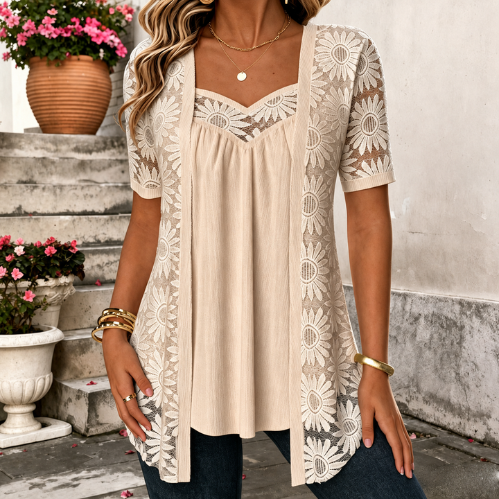 Lucette - Blusa elegante con dettagli in pizzo