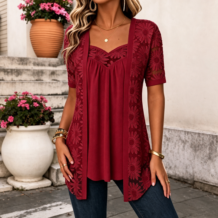 Lucette - Blusa elegante con dettagli in pizzo