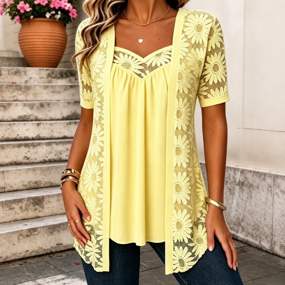 Lucette - Blusa elegante con dettagli in pizzo
