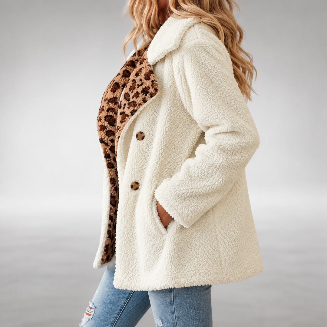 Aerona - Cappotto teddy leopardato morbido al tatto