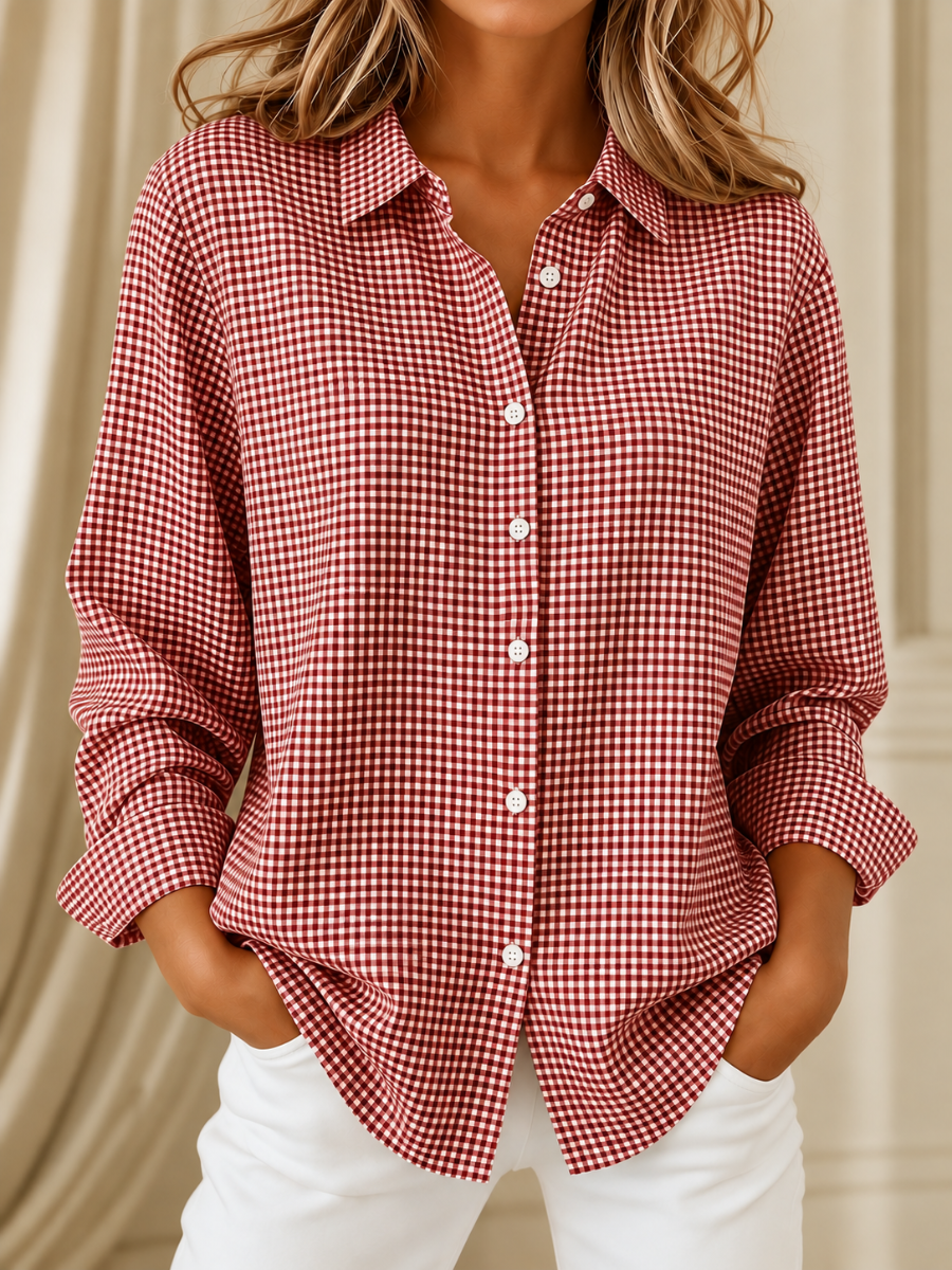 Imani - Blusa classica a maniche lunghe a quadri