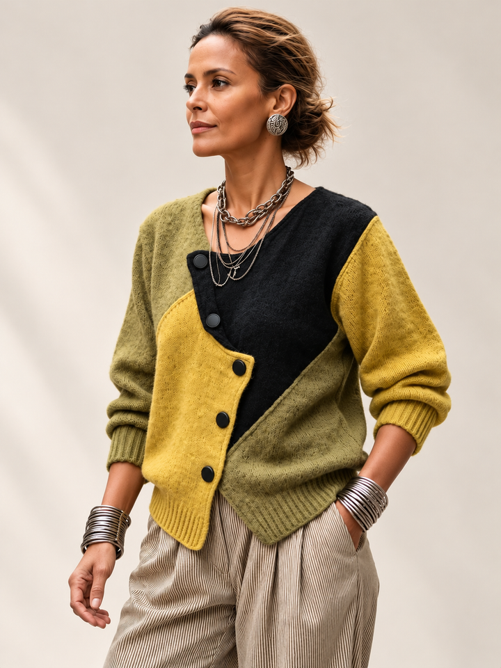 Ismay - Cardigan asimmetrico con bottoni frontali