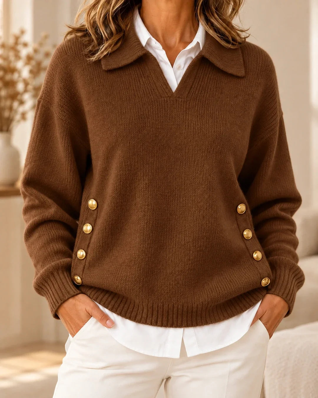 Doreen - Maglione morbido con colletto a polo