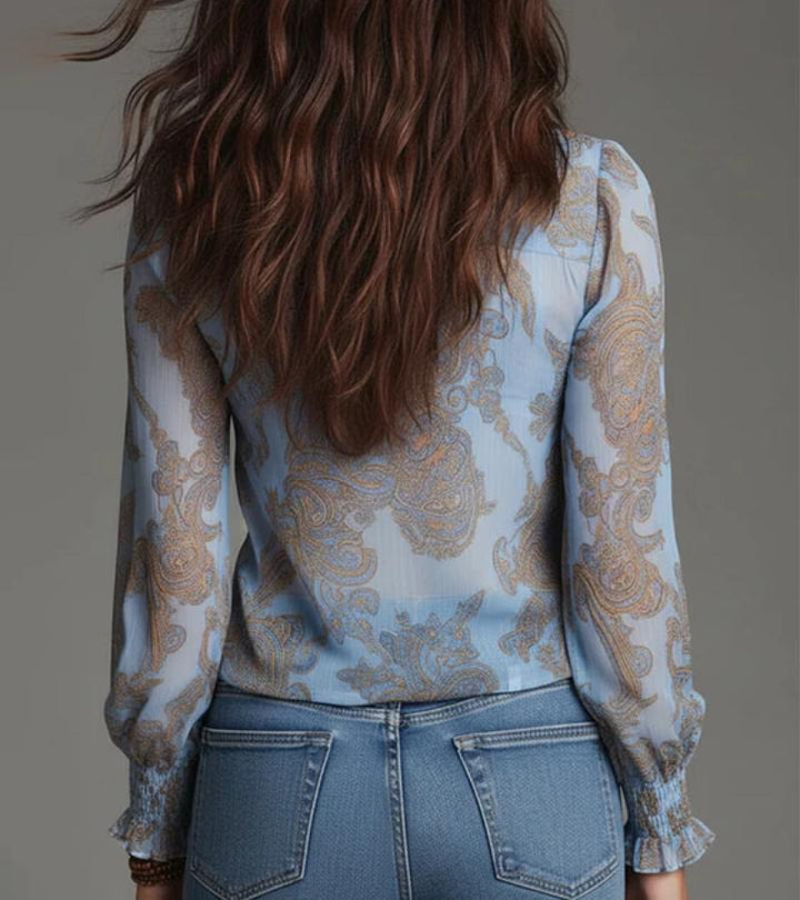Taviana - Blusa con ruches, zip frontale e mano morbida