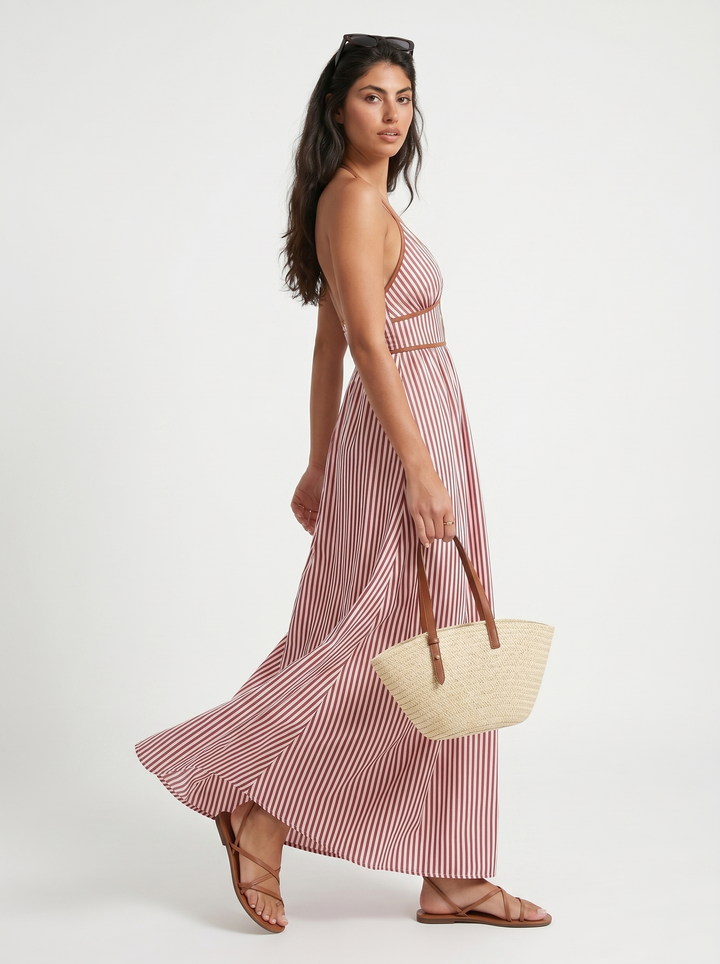 Lilliet - Abito maxi scultoreo con scollo all'americana