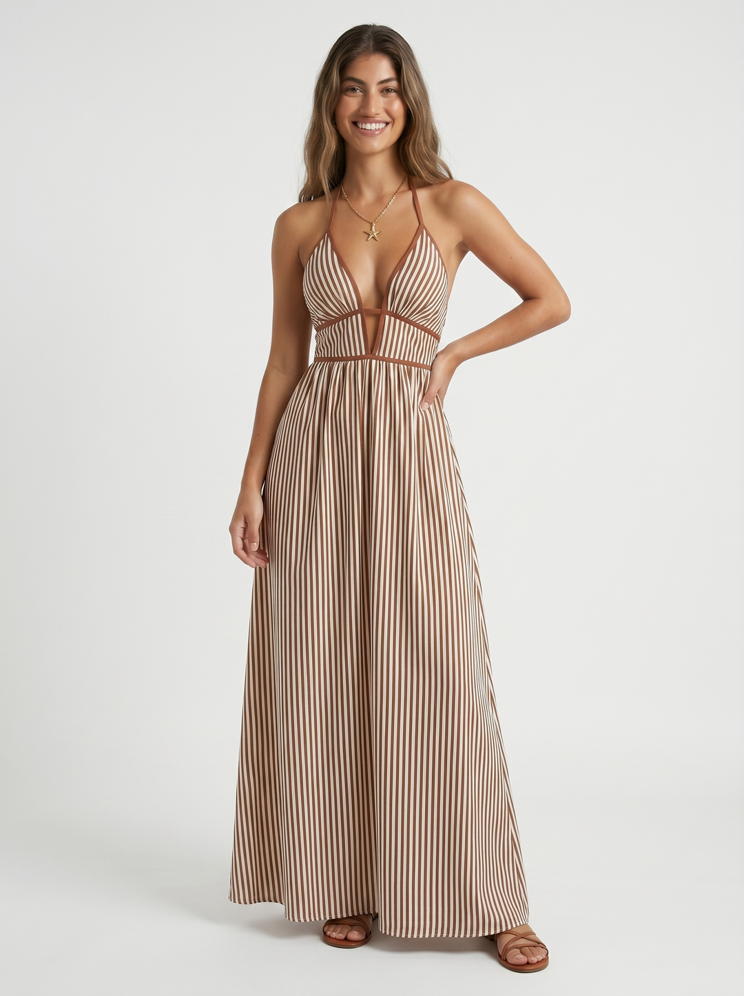Lilliet - Abito maxi scultoreo con scollo all'americana