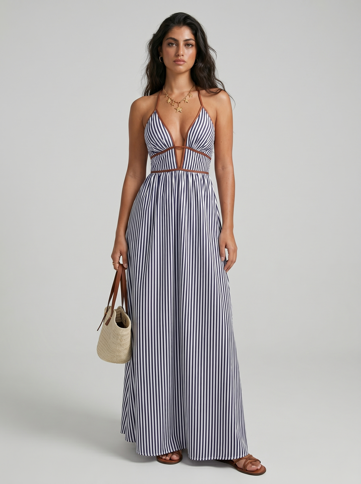 Lilliet - Abito maxi scultoreo con scollo all'americana
