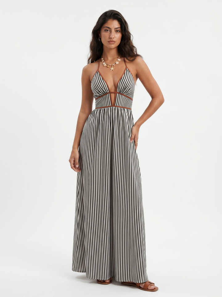 Lilliet - Abito maxi scultoreo con scollo all'americana