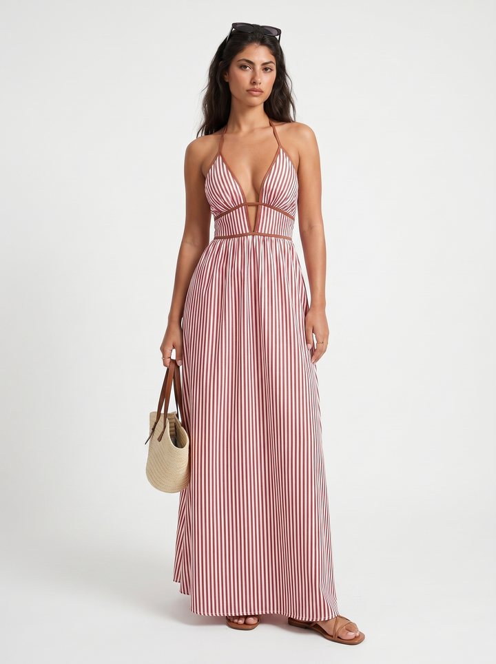 Lilliet - Abito maxi scultoreo con scollo all'americana