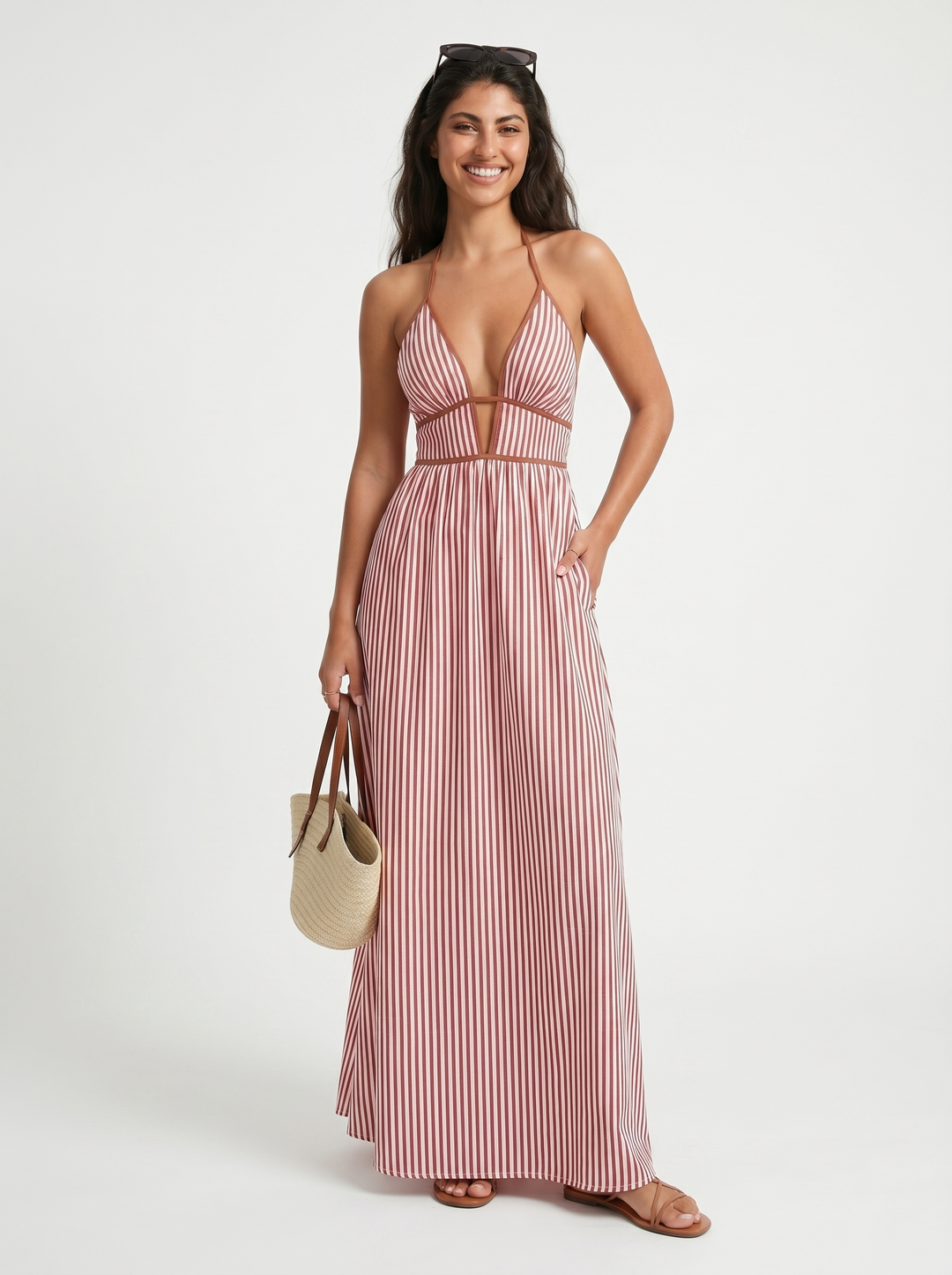 Lilliet - Abito maxi scultoreo con scollo all'americana