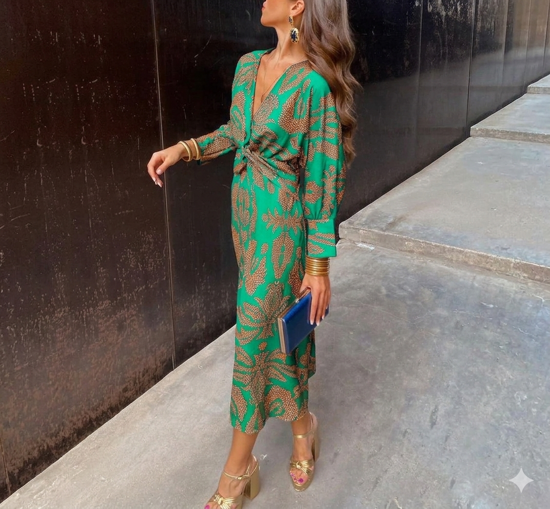 Blaire - Abito midi elegante con scollatura a V