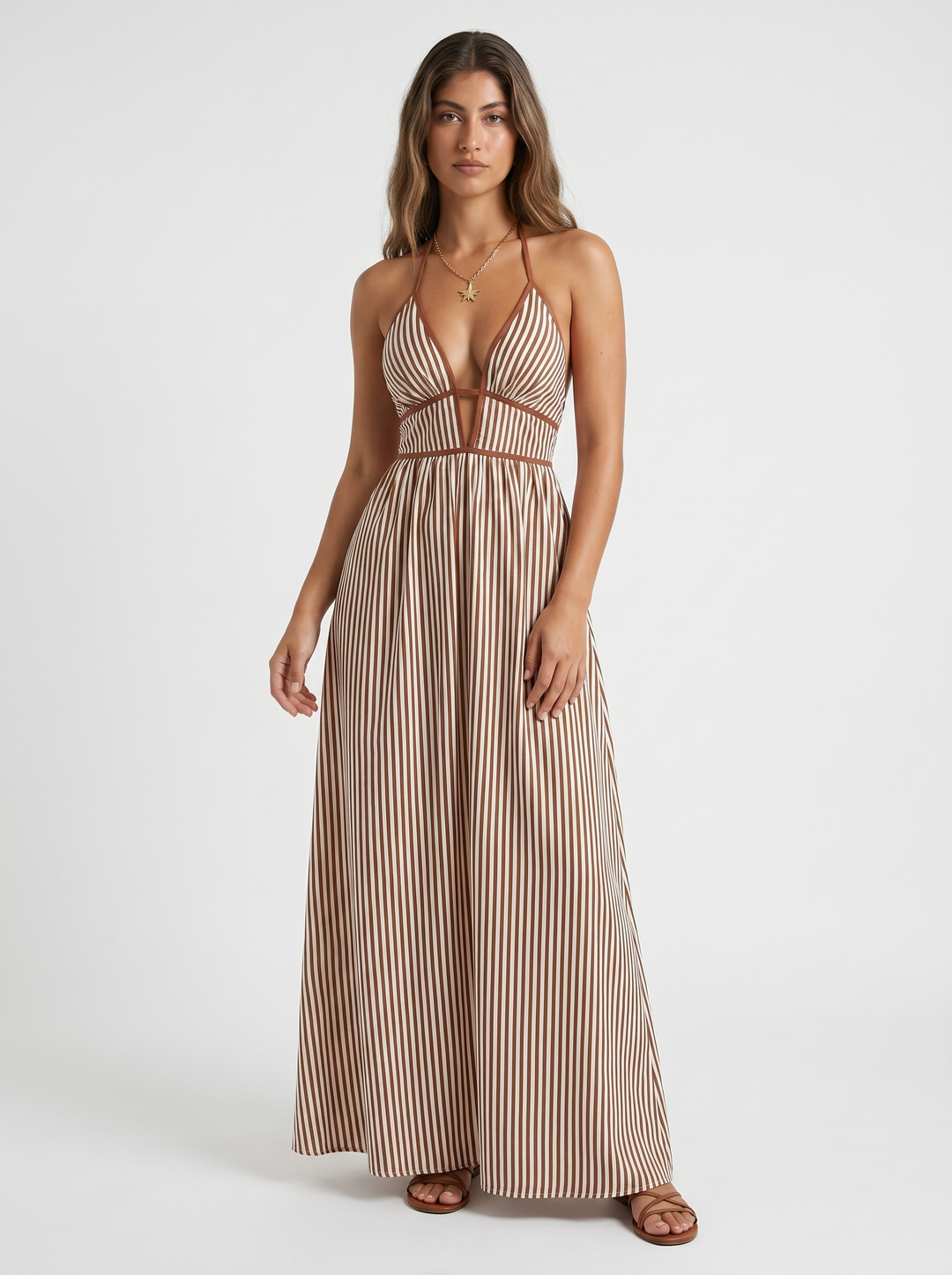 Lilliet - Abito maxi scultoreo con scollo all'americana