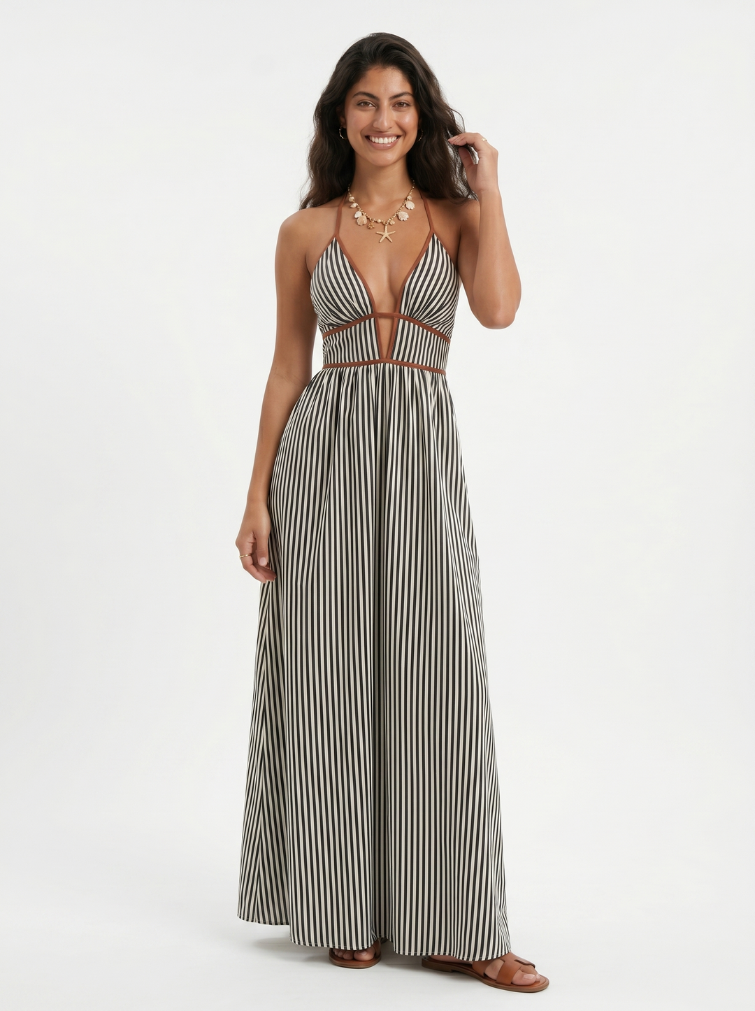 Lilliet - Abito maxi scultoreo con scollo all'americana