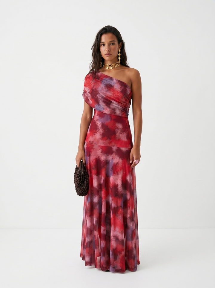 Kaida - Abito drappeggiato con scollo Bardot