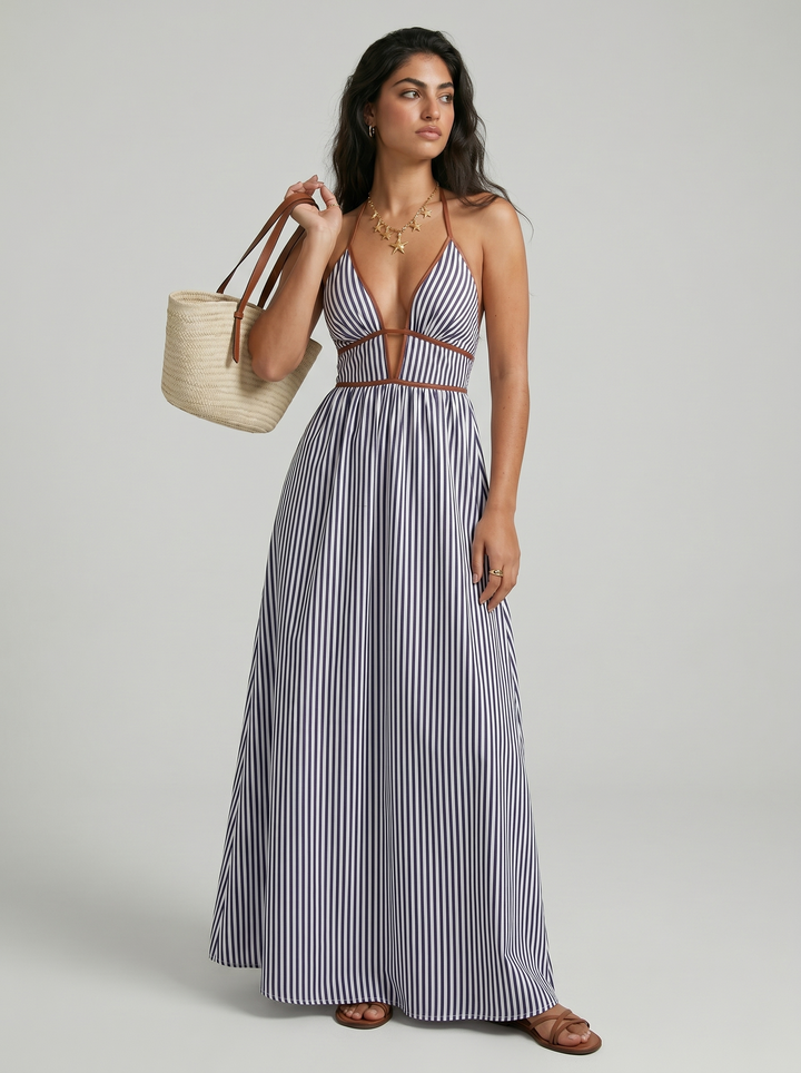 Lilliet - Abito maxi scultoreo con scollo all'americana