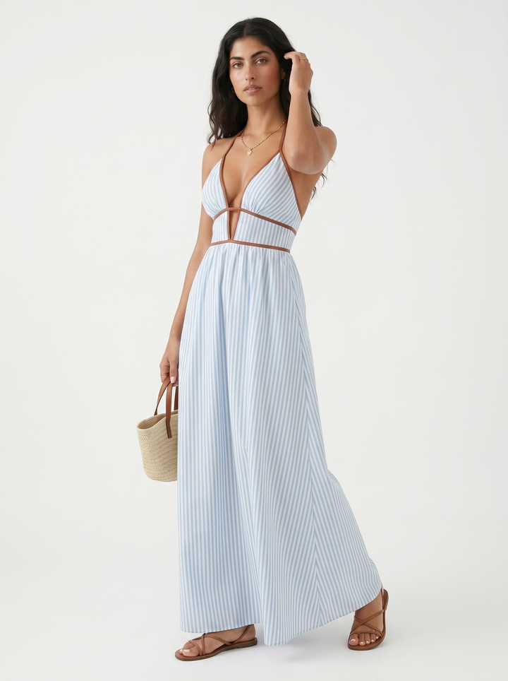 Lilliet - Abito maxi scultoreo con scollo all'americana