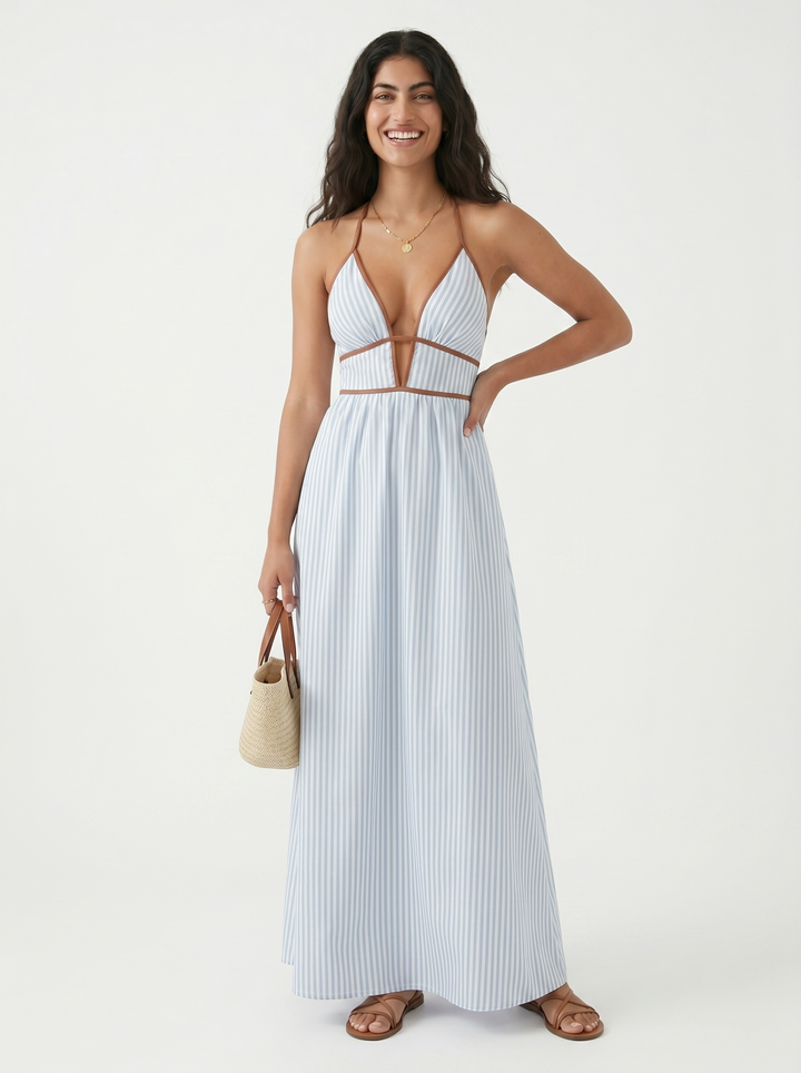 Lilliet - Abito maxi scultoreo con scollo all'americana