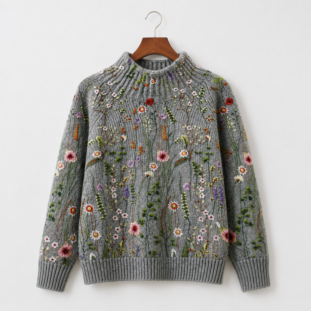 Adorelia - Pullover con lavorazione floreale dalla mano morbida