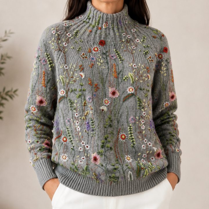 Adorelia - Pullover con lavorazione floreale dalla mano morbida