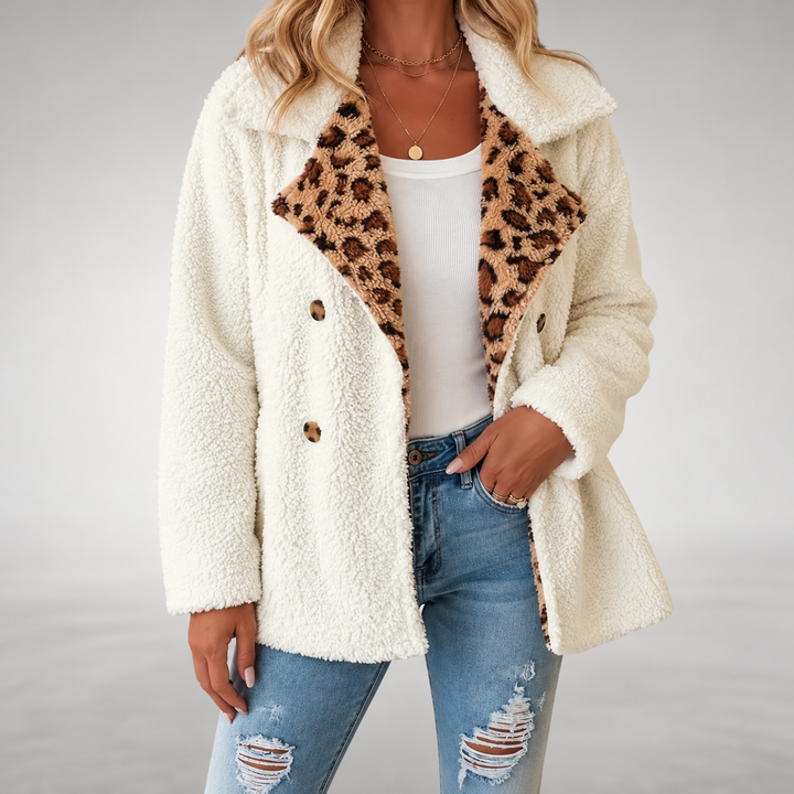Aerona - Cappotto teddy leopardato morbido al tatto