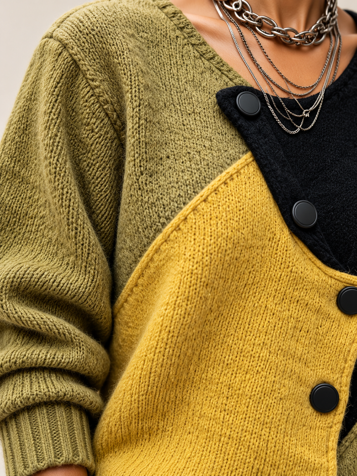 Ismay - Cardigan asimmetrico con bottoni frontali