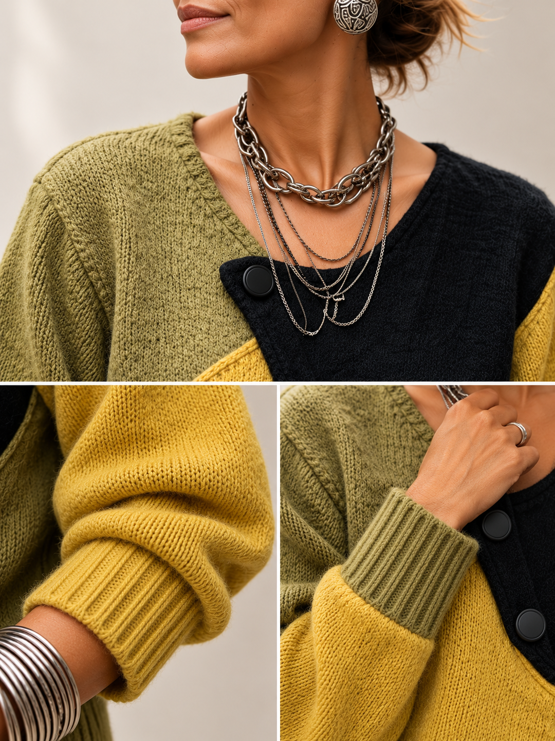 Ismay - Cardigan asimmetrico con bottoni frontali