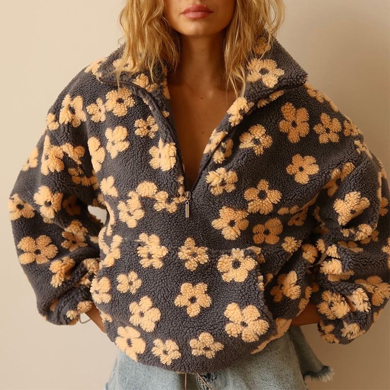 Clemency - Pullover in pile floreale confortevole
