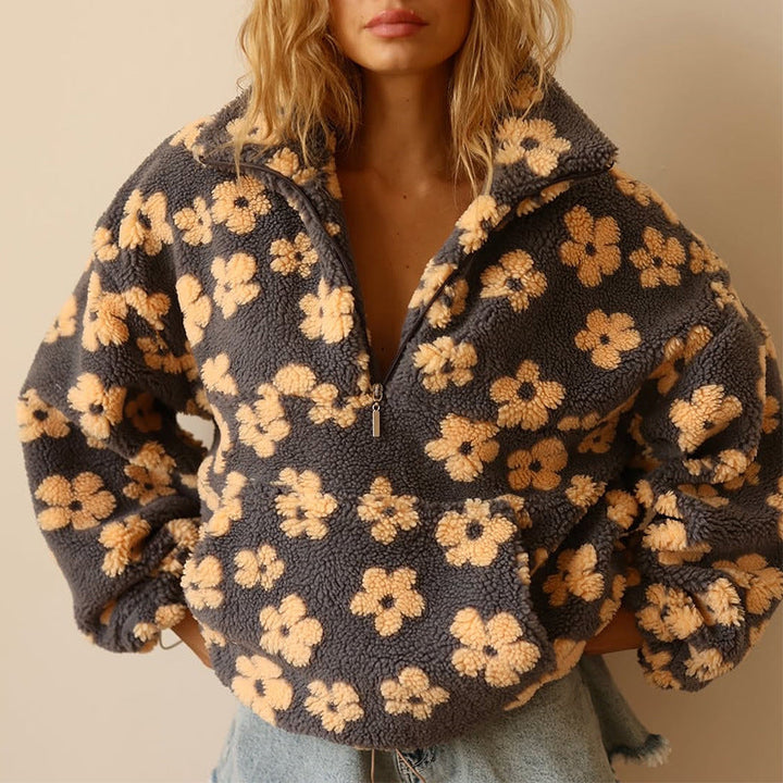 Clemency - Pullover in pile floreale confortevole