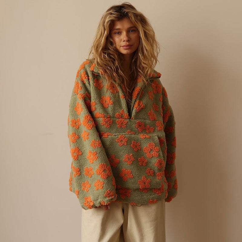 Clemency - Pullover in pile floreale confortevole