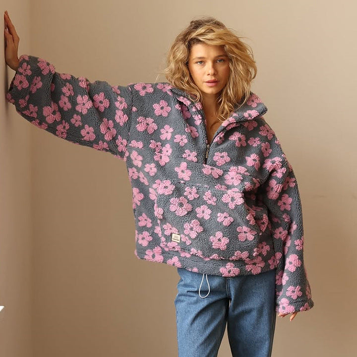 Clemency - Pullover in pile floreale confortevole