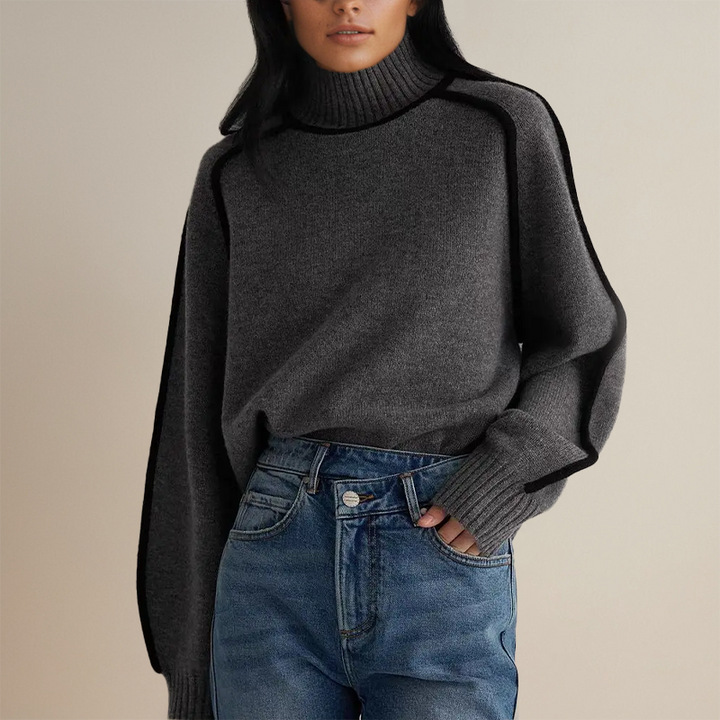 Flora - Maglione a vestibilità rilassata con bordo a contrasto
