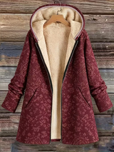 Runa - Cappotto lungo con cappuccio floreale
