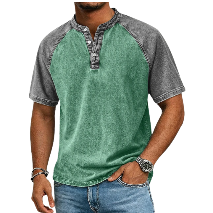Edgehill - T-shirt Henley a lavaggio vintage