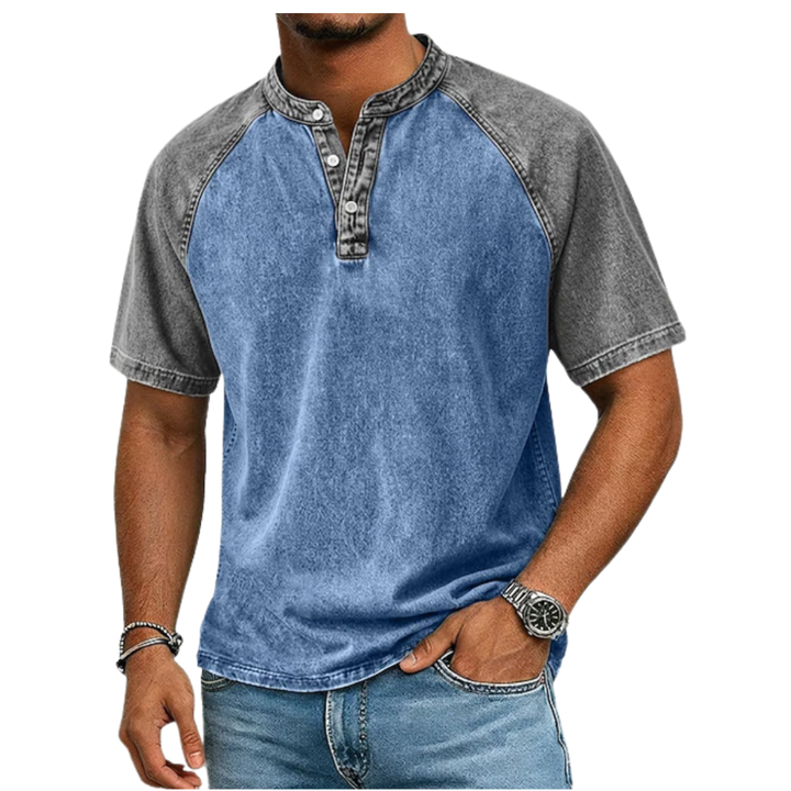 Edgehill - T-shirt Henley a lavaggio vintage