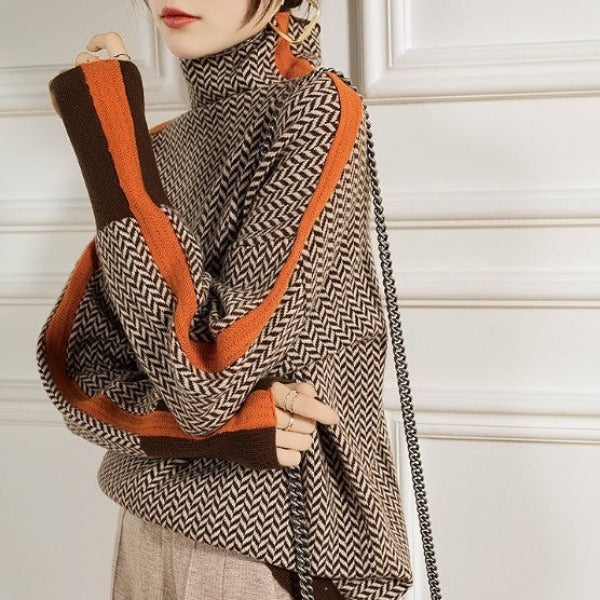 Halirra - Maglione alla Moda con Collo Alto