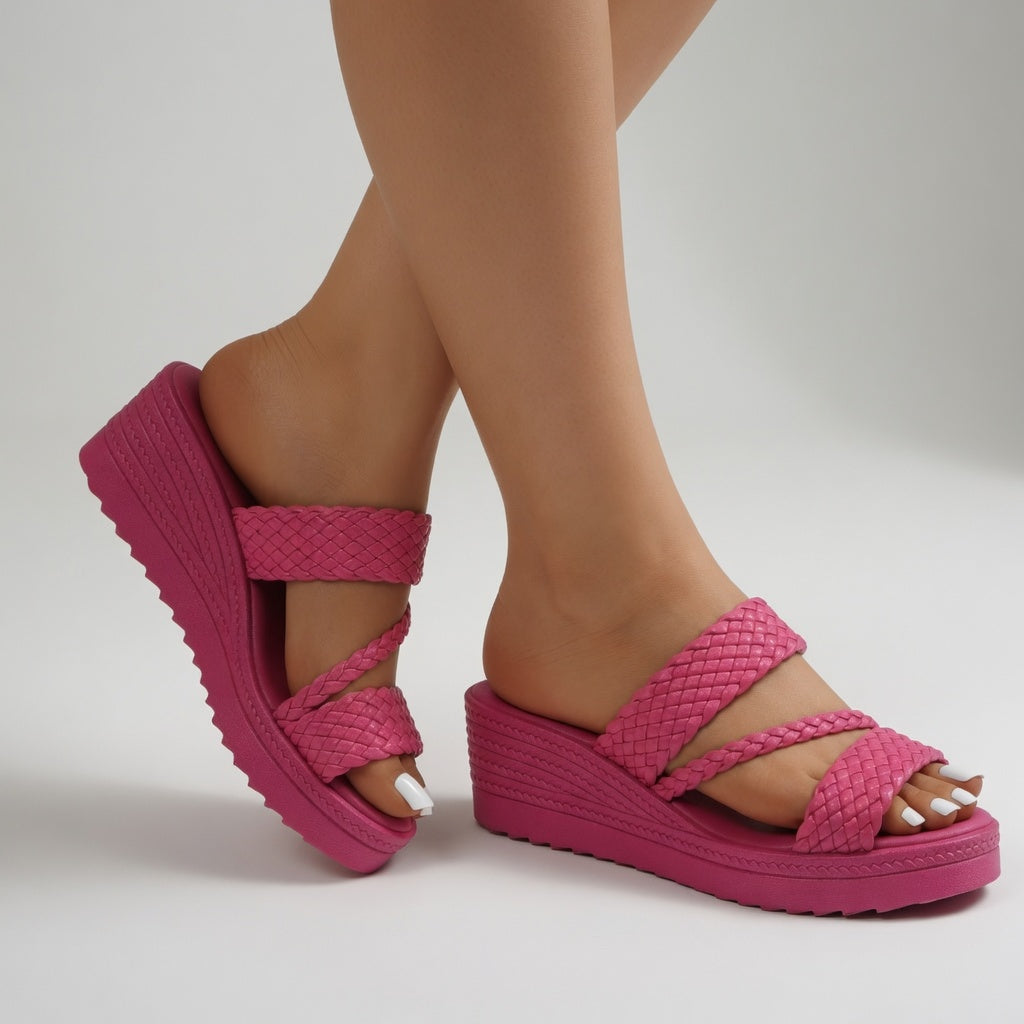 Whitley - Sandali a fascia con plateau intrecciato