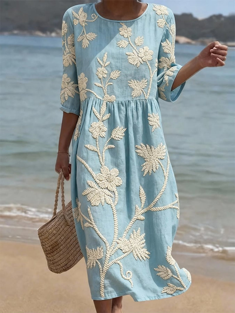 Helena - Abito midi in lino lavorato