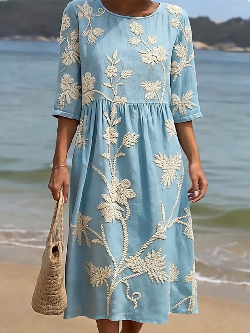 Helena - Abito midi in lino lavorato