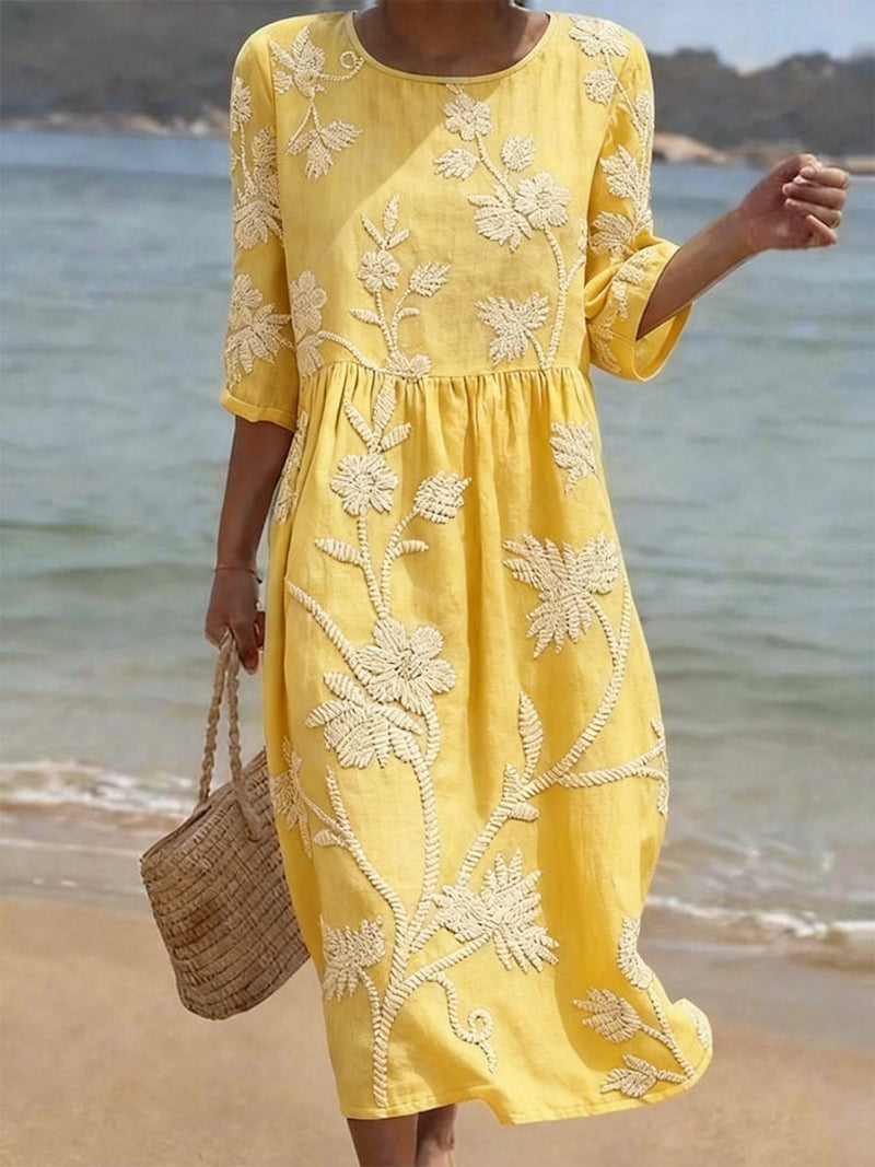 Helena - Abito midi in lino lavorato