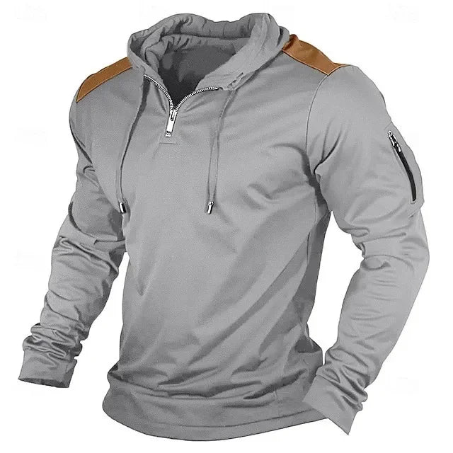 Carter - Felpa mezza zip con cappuccio e spalle a contrasto