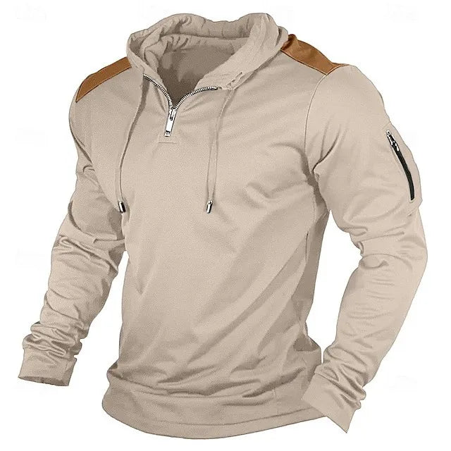 Carter - Felpa mezza zip con cappuccio e spalle a contrasto