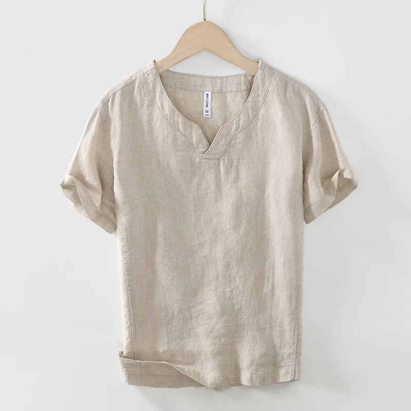 Hynara - Camicia leggera in lino con scollo a V
