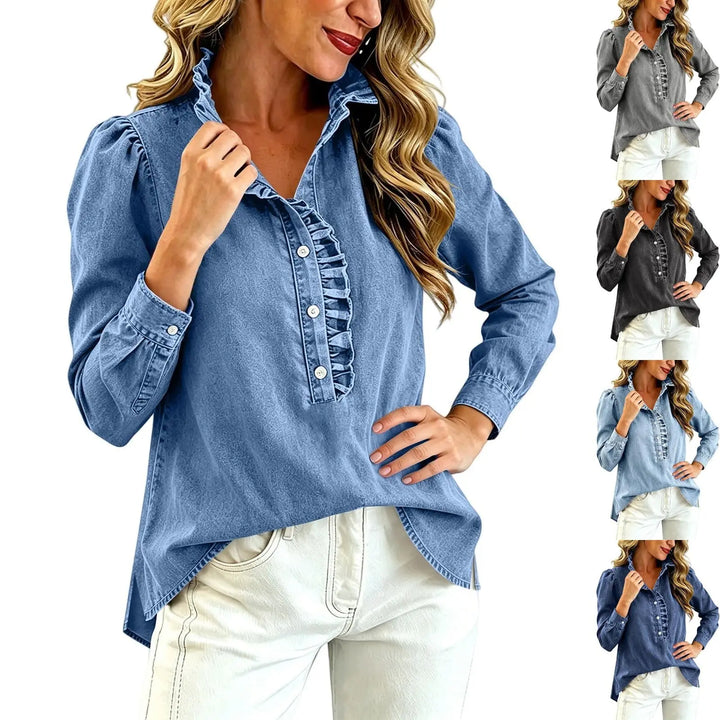 Brinna - Blusa con rouches, morbida al tatto